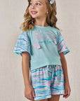 Conjunto de Blusa Boxy e Shorts em Meia Malha Fresh 88899 Infanti Infantil Menina