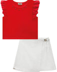 Conjunto de Blusa Boxy em Canelado Liz e Short Saia em Sarja com Elastano 88118 Infanti Infantil Menina