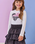 Conjunto de Blusa Boxy em Cotton e Saia em Light Peach. Com Shorts Embutido 92551 Infanti Infantil Menina