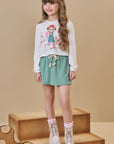Conjunto de Blusa Boxy em Malha Comfy e Short Saia em Molevisco 90503 Infanti Infantil Menina