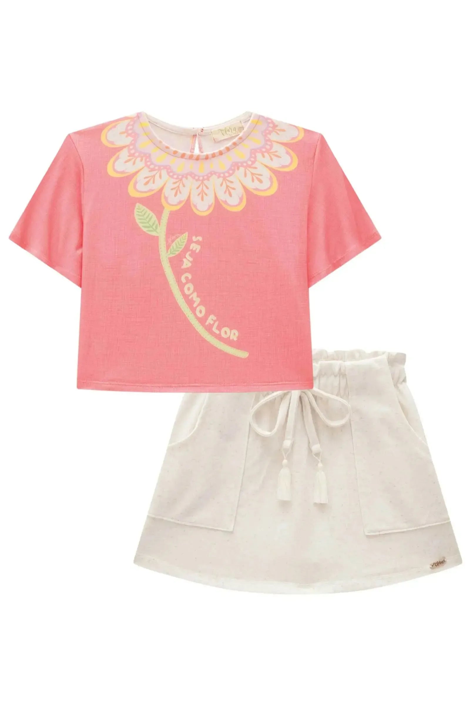 Conjunto de Blusa Boxy em Malha Fresh com Short Saia em Molevisco