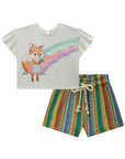 Conjunto de Blusa Boxy em Malha Fresh com Shorts em Malha Tricô 85471 Infanti Infantil Menina
