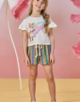 Conjunto de Blusa Boxy em Malha Fresh com Shorts em Malha Tricô 85471 Infanti Infantil Menina