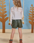 Conjunto de Blusa Boxy em Malha Fresh e Shorts em Couro Sintético 90496 Infanti Infantil Menina