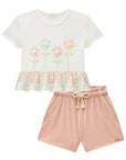 Conjunto de Blusa Boxy em Malha Fresh e Shorts em Malha Textura 85181 Infanti Infantil Menina