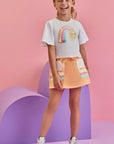 Conjunto de Blusa Boxy em Malha Power e Short Saia em Moletom sem Pelúcia 86915 Infanti Infantil Menina