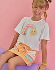 Conjunto de Blusa Boxy em Malha Power e Short Saia em Moletom sem Pelúcia 86915 Infanti Infantil Menina