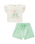 Conjunto de Blusa Boxy em Malha Power e Shorts em Malha Textura 87759 Infanti Infantil Menina