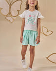 Conjunto de Blusa Boxy em Malha Power e Shorts em Malha Textura 87759 Infanti Infantil Menina