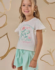 Conjunto de Blusa Boxy em Malha Power e Shorts em Malha Textura 87759 Infanti Infantil Menina