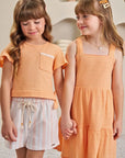 Conjunto de Blusa Boxy em Malha Textura e Shorts em Molecotton 84877 Infanti Infantil Menina