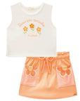 Conjunto de Blusa Boxy em Meia Malha com Short Saia em Canelado Liz 88114 Infanti Infantil Menina