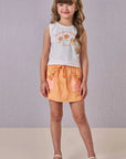 Conjunto de Blusa Boxy em Meia Malha com Short Saia em Canelado Liz 88114 Infanti Infantil Menina