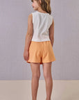 Conjunto de Blusa Boxy em Meia Malha com Short Saia em Canelado Liz 88114 Infanti Infantil Menina