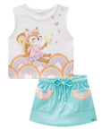 Conjunto de Blusa Boxy em Meia Malha com Short Saia em Canelado Liz 89019 Infanti Infantil Menina