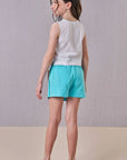 Conjunto de Blusa Boxy em Meia Malha com Short Saia em Canelado Liz 89019 Infanti Infantil Menina