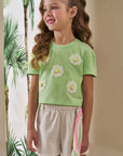 Conjunto de Blusa Boxy em Meia Malha com Shorts em Moletom sem Pelúcia 86520 Infanti Infantil Menina