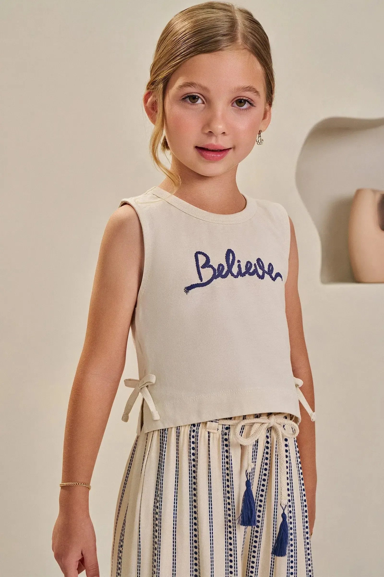 Conjunto de Blusa Boxy em Meia Malha e Calça em Viscose 84603 Infanti Infantil Menina