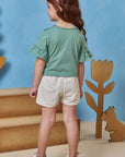 Conjunto de Blusa Boxy em Meia Malha e Shorts em Moletom sem Pelúcia 93323 Infanti Infantil Menina