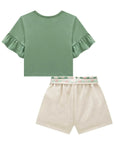 Conjunto de Blusa Boxy em Meia Malha e Shorts em Moletom sem Pelúcia 93323 Infanti Infantil Menina