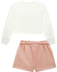 Conjunto de Blusa Boxy em Meia Malha e Shorts em Moletwill 92623 Infanti Infantil Menina