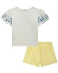 Conjunto de Blusa Boxy em Meia Malha e Shorts em Tecido Texturizado 84600 Infanti Infantil Menina