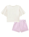 Conjunto de Blusa Boxy em Meia Power e Short Saia em Moletom sem Pelúcia 88893 Infanti Infantil Menina