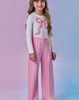 Conjunto de Blusa Boxy em Molecotton e Calça Wide Leg em Malha Tecnonew 92498 Infanti Infantil Menina