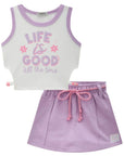 Conjunto de Blusa Boxy em Ribana Fancy e Short Saia em Moletom sem Pelúcia 83452 Infanti Infantil Menina