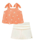 Conjunto de Blusa Boxy em Tricoline Bordado e Short Saia em Sarja com Elastano 86535 Infanti Infantil Menina