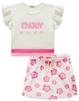 Conjunto de Blusa Boxy Over e Short Saia em Malha Power 83525 Infanti Infantil Menina