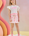 Conjunto de Blusa Boxy Over e Short Saia em Malha Power 83525 Infanti Infantil Menina