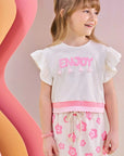 Conjunto de Blusa Boxy Over e Short Saia em Malha Power 83525 Infanti Infantil Menina