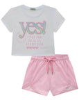 Conjunto de Blusa Boxy Over em Malha Power e Shorts em Nylon Aspen 83683 Infanti Infantil Menina