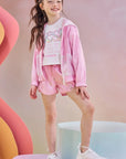 Conjunto de Blusa Boxy Over em Malha Power e Shorts em Nylon Aspen 83683 Infanti Infantil Menina