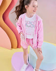 Conjunto de Blusa Boxy Over em Malha Power e Shorts em Nylon Aspen 83683 Infanti Infantil Menina
