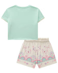 Conjunto de Blusa Boxy Over em Meia Malha com Shorts em Malha Power 82933 Infanti Infantil Menina