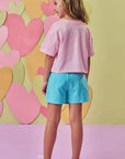Conjunto de Blusa Boxy Over em Meia Malha e Short Saia em Canelado Liz 87185 Infanti Infantil Menina