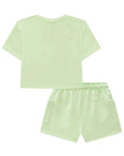 Conjunto de Blusa Boxy Over em Meia Malha e Shorts em Moletom sem Pelúcia 83115 Infanti Infantil Menina