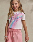 Conjunto de Blusa Boxy Over em Meia Malha e Shorts em Moletwill 93625 Infanti Infantil Menina