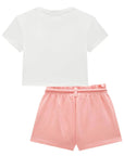 Conjunto de Blusa Boxy Over em Meia Malha e Shorts em Moletwill 93625 Infanti Infantil Menina
