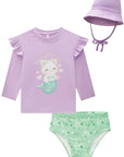 Conjunto de Blusa Calcinha e Chapéu em Malha UV Dry com Proteção UV 50+ 87829 Infanti Bebê Menina