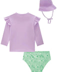 Conjunto de Blusa Calcinha e Chapéu em Malha UV Dry com Proteção UV 50+ 87829 Infanti Bebê Menina