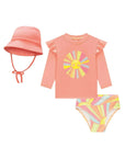 Conjunto de Blusa Calcinha e Chapéu em Malha UV Dry com Proteção UV 50+ 88620 Infanti Bebê Menina