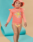 Conjunto de Blusa Calcinha e Chapéu em Malha UV Dry com Proteção UV 50+ 88620 Infanti Bebê Menina
