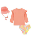 Conjunto de Blusa Calcinha e Chapéu em Malha UV Dry com Proteção UV 50+ 88620 Infanti Bebê Menina