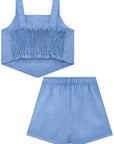Conjunto de Blusa Cropped e Short Saia em Blend de Viscose 93222 Infanti Infantil Menina