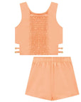 Conjunto de Blusa Cropped e Short Saia em Sarja com Elastano 87959 Infanti Infantil Menina