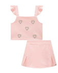 Conjunto de Blusa Cropped e Short Saia em Sarja com Elastano 88121 Infanti Infantil Menina