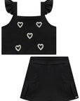 Conjunto de Blusa Cropped e Short Saia em Sarja com Elastano 89229 Infanti Infantil Menina